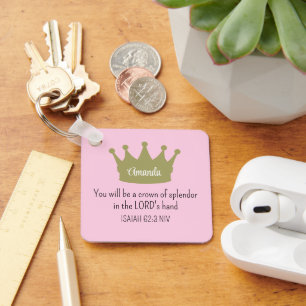 Crown Bible Verse Christlich Faith Light Pink Schlüsselanhänger