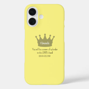 Crown Bible Verse Christlich Faith Light Yellow iPhone 16 Hülle