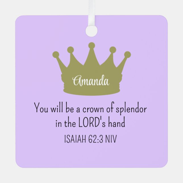 Crown Bible Verse Christliche Glaubenslehre Lila Ornament Aus Metall (Vorderseite)