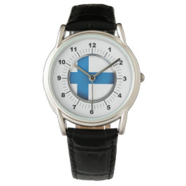 Crown Black Leather Strap Watch in Finnland Armbanduhr