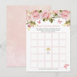 Crown | Butterfisch Floral Baby Shower Bingo Card Einladung