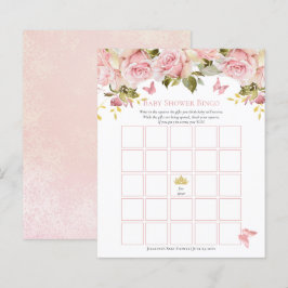 Crown | Butterflies Floral Baby Shower Bingo Card