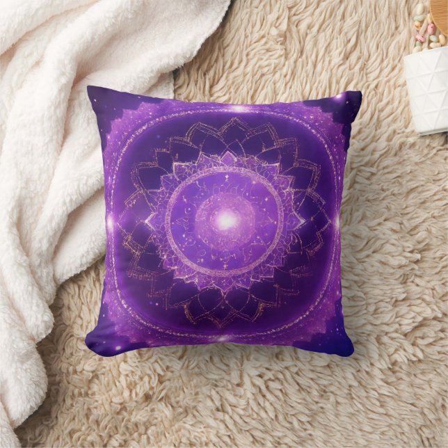 Crown Chakra Lila Mandala Kissen (Decke)