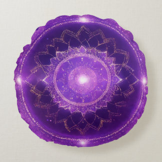 Crown Chakra Lila Mandala Meditation Rundes Kissen