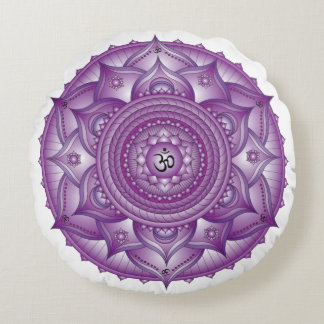 Crown Chakra Lila Mandala Round Pillow Rundes Kissen