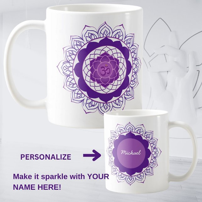 Crown Chakra Mandala - Sahasrara mit Om Kaffeetasse (Von Creator hochgeladen)