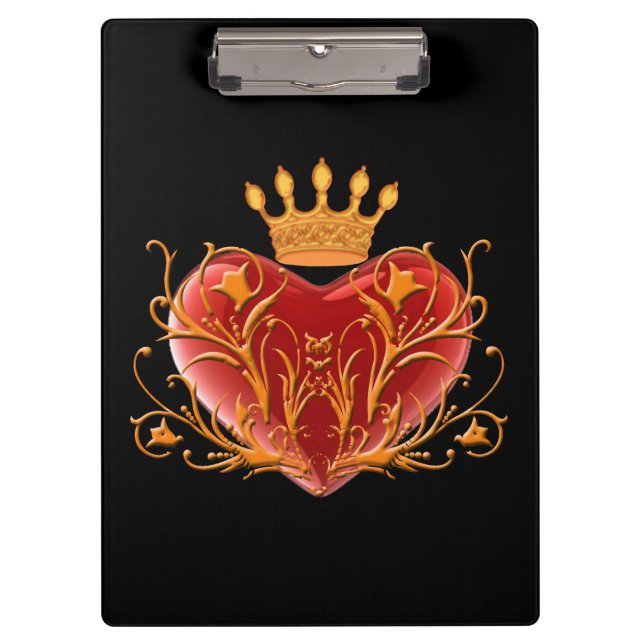 Crown Filigree Heart Clipboard Klemmbrett (Vorderseite)
