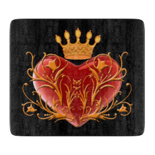 Crown Filigree Heart Cutting Board Schneidebrett