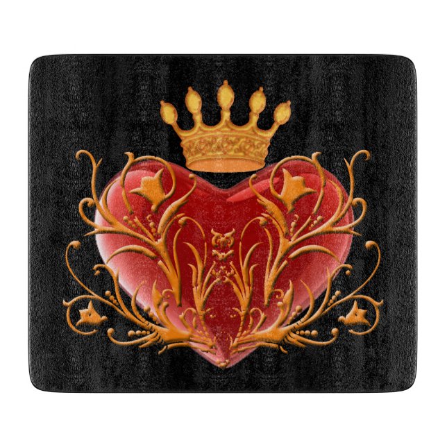 Crown Filigree Heart Cutting Board Schneidebrett (Vorderseite)