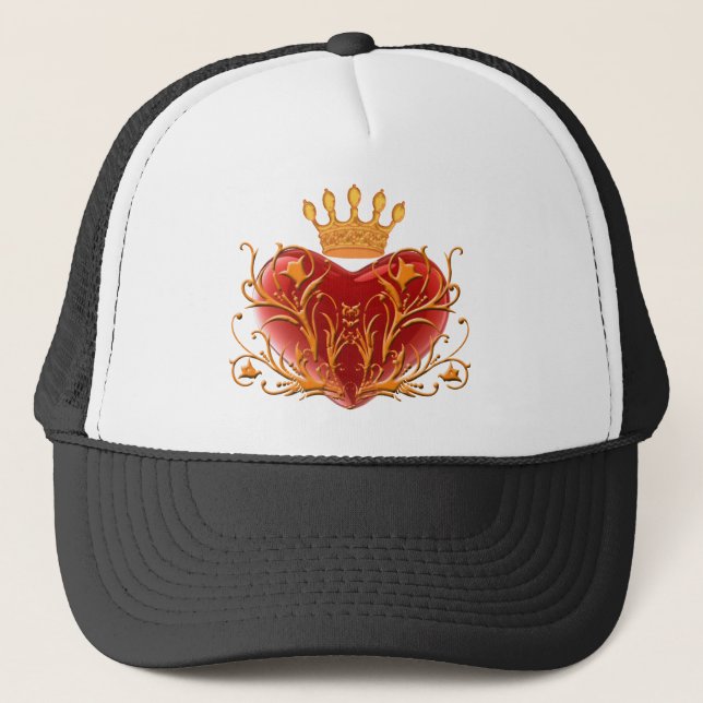 Crown Filigree Heart Hat Truckerkappe (Vorderseite)