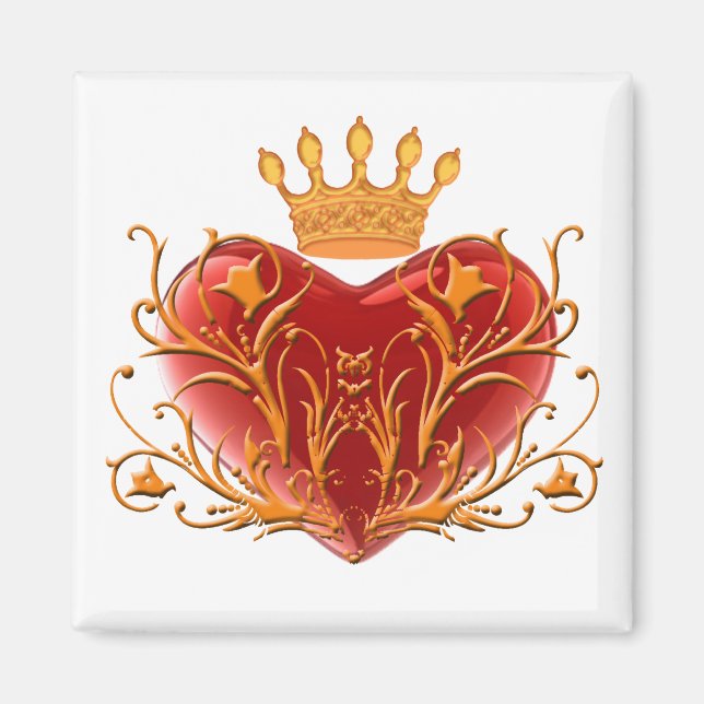 Crown Filigree Heart Magnet (Vorne)