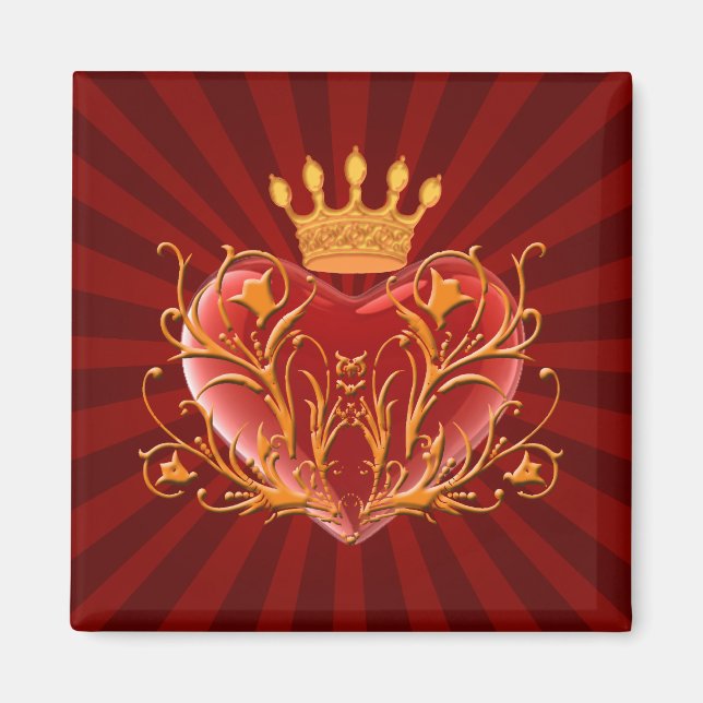Crown Filigree Heart Magnet (Vorne)