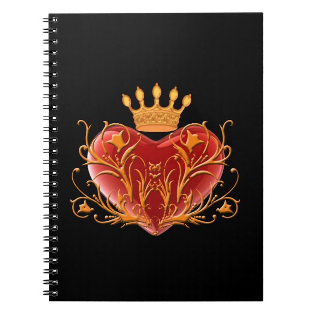 Crown Filigree Heart Spiral Notebook Notizblock (Vorderseite)