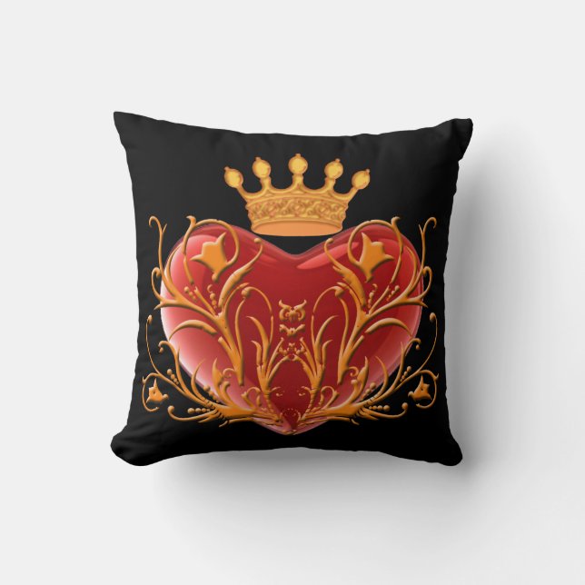 Crown Filigree Herz Reversible Kissen (Vorderseite)