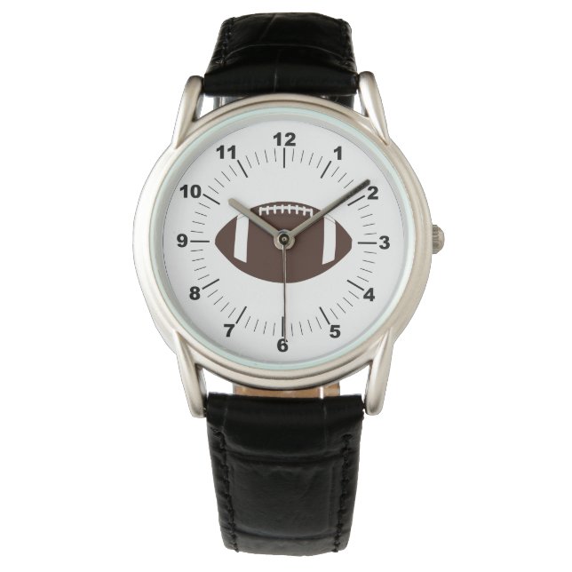 Crown Football Black Leather Strap Watch Armbanduhr (Vorderseite)