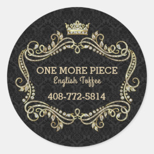 Crown Gold Glitzer und Wirble Blumenrahmen Runder Aufkleber