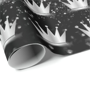 Crown Gray Silver Princess Black Spark Geschenkpapier