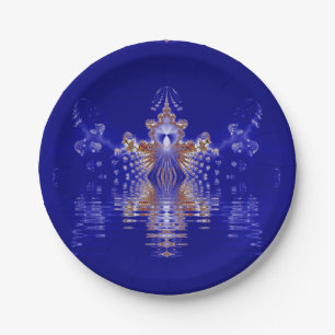 Crown Lake Blue Crystal Fraktal Pappteller