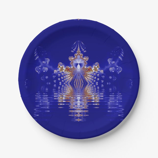 Crown Lake Blue Crystal Fraktal Pappteller (Vorderseite)