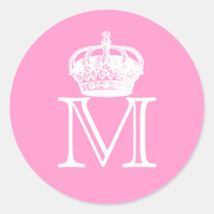 Crown Monogram Runder Aufkleber