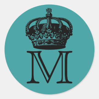 Crown Monogram Runder Aufkleber