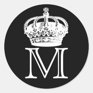 Crown Monogram Runder Aufkleber