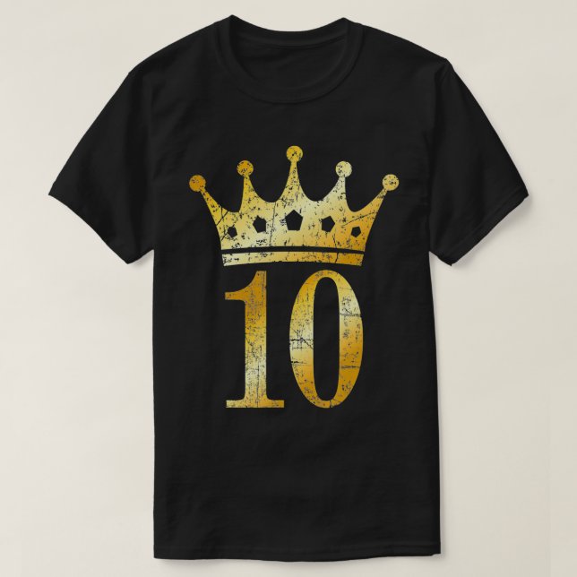 Crown Number 10 (Antique Yellow) 10th Birthday  T-Shirt (Design vorne)
