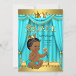 Crown Prince Baby Dusche Gold Aqua Aquamarin ethni Einladung
