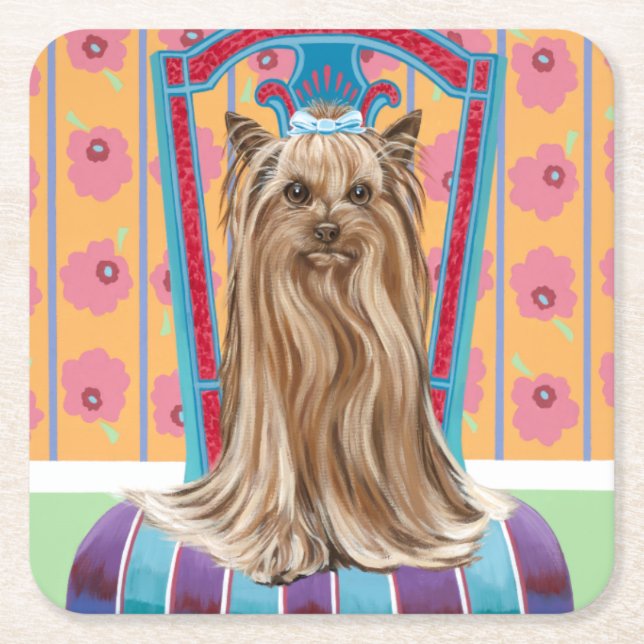 Crown Princess Yorkie Rechteckiger Pappuntersetzer (Vorderseite)