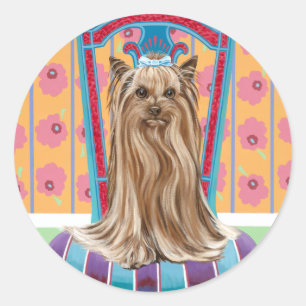 Crown Princess Yorkie Runder Aufkleber