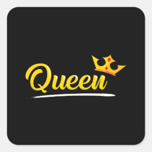 Crown Queen Princess Gold Royal Funny Gift Idee Quadratischer Aufkleber