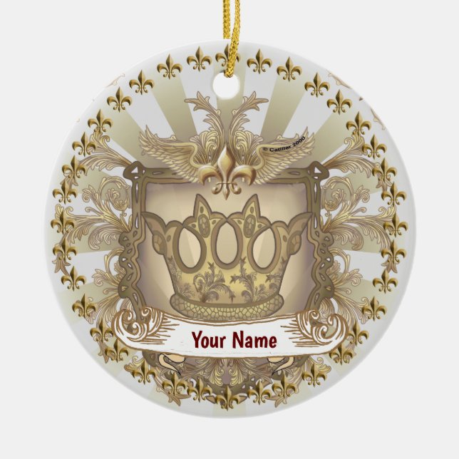 Crown Shield-Familienwappen-Nachname Keramik Ornament (Vorne)