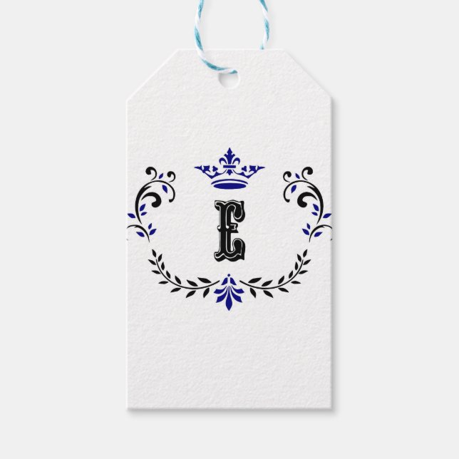 Crown Wreath Monogram 'E' Geschenkanhänger (Vorderseite)