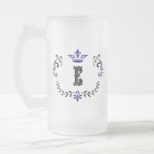 Crown Wreath Monogram 'E' Mattglas Bierglas