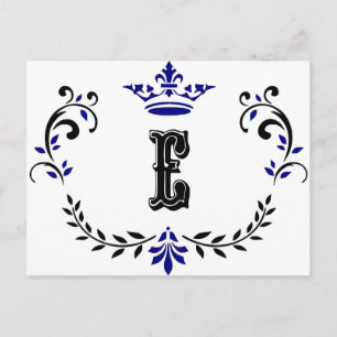 Crown Wreath Monogram 'E' Postkarte