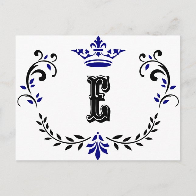 Crown Wreath Monogram 'E' Postkarte (Vorderseite)
