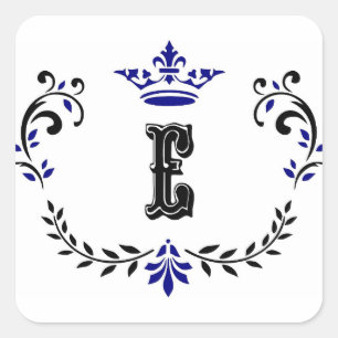 Crown Wreath Monogram 'E' Quadratischer Aufkleber