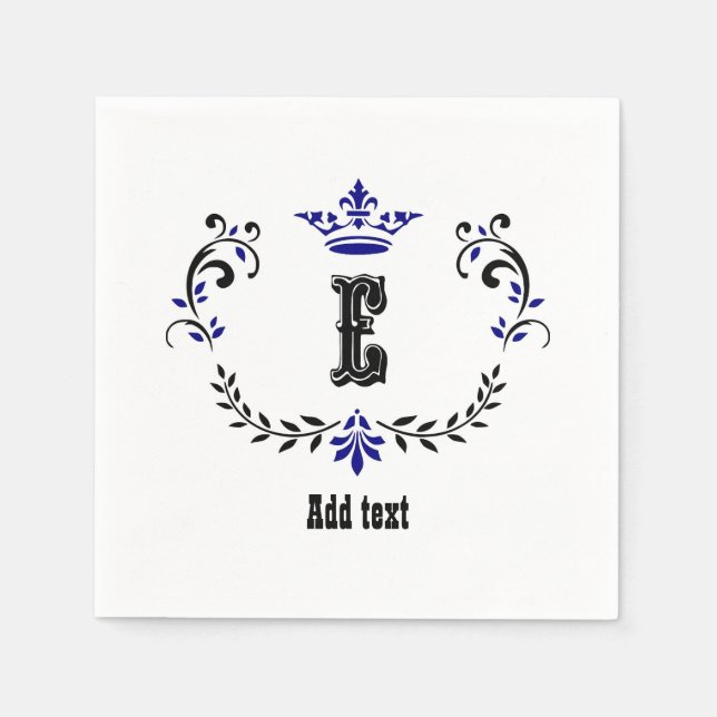 Crown Wreath Monogram 'E' Serviette (Vorderseite)