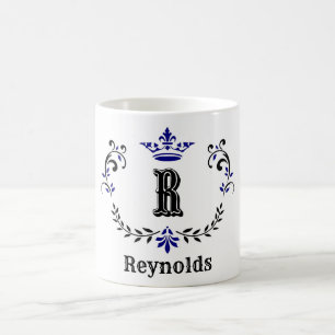 Crown Wreath Monogram "R" Personalisiert Kaffeetasse