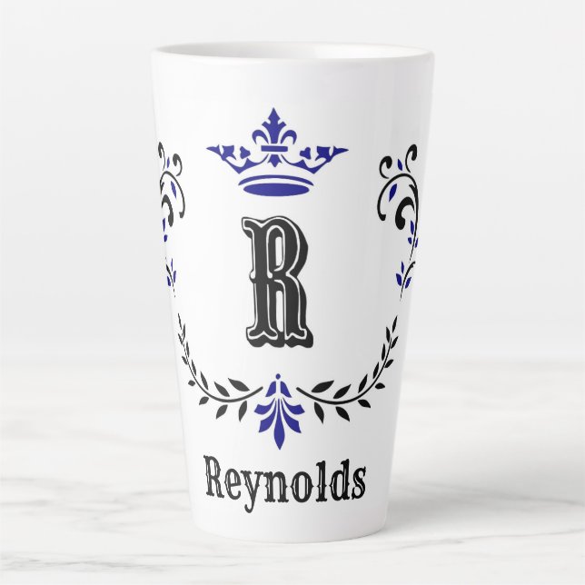 Crown Wreath Monogram "R" Personalisiert Milchtasse (Vorderseite)