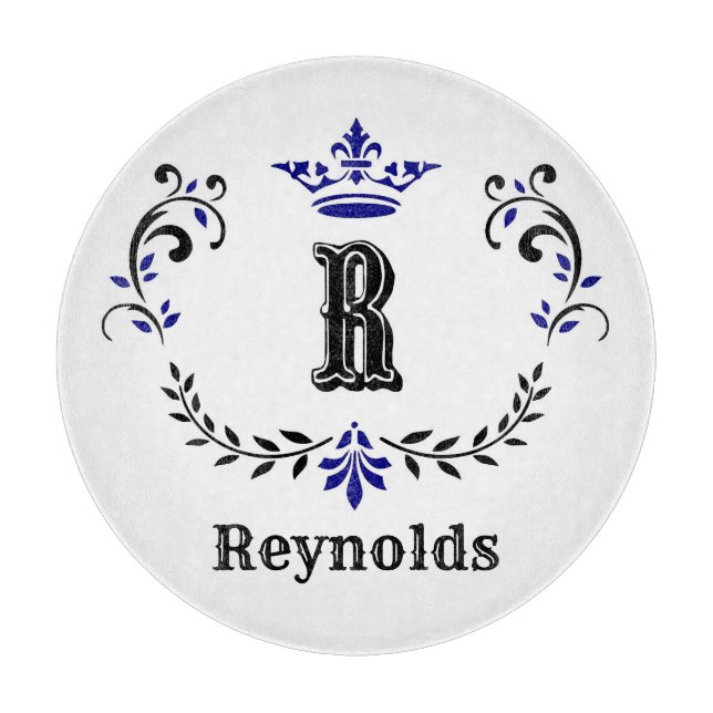 Crown Wreath Monogram "R" Personalisiert Schneidebrett (Vorderseite)