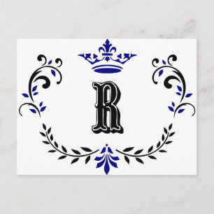 Crown Wreath Monogram 'R' Postkarte