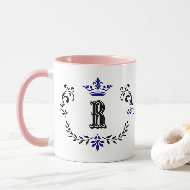 Crown Wreath Monogram 'R' Tasse (Mit Donut)