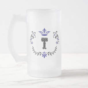 Crown Wreath Monogram 'T' Mattglas Bierglas