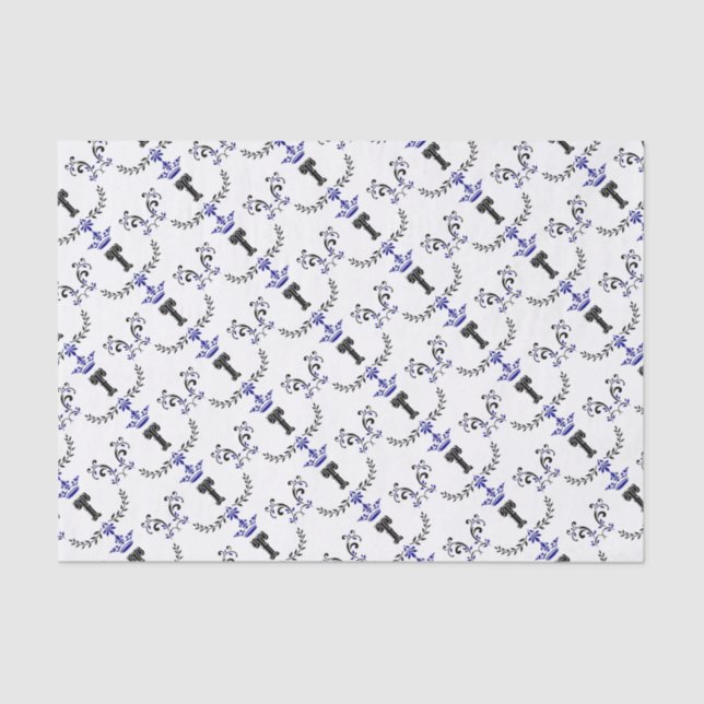 Crown Wreath Monogram 'T' Seidenpapier (Vorderseite)