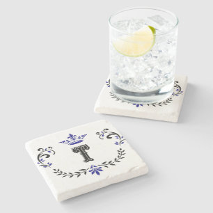 Crown Wreath Monogram 'T' Steinuntersetzer