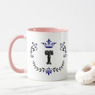 Crown Wreath Monogram 'T' Tasse