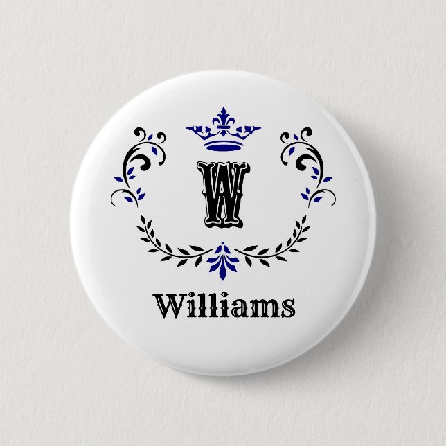 Crown Wreath Monogram 'W' Button (Vorderseite)