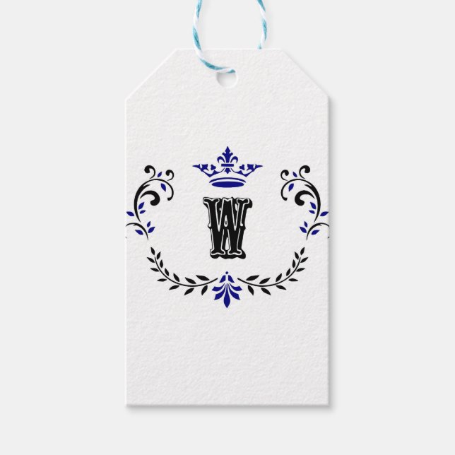 Crown Wreath Monogram 'W' Geschenkanhänger (Vorderseite)