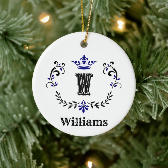 Crown Wreath Monogram 'W' Keramik Ornament (Baum)